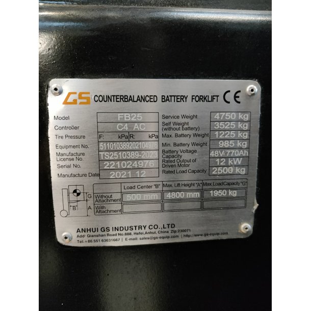 Brugt GS Lift El-truck 2500 kg