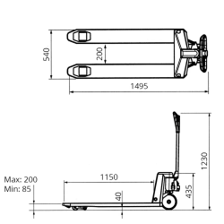 Pallelfter 2500 kg, boggie hjul